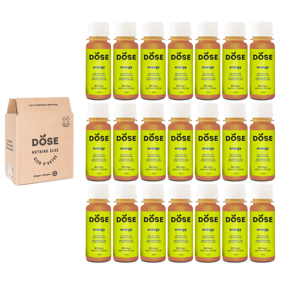 ENERGY GINGER, LIME & GUAYUSA 21 coldpressed shots 60ml Dose Juice