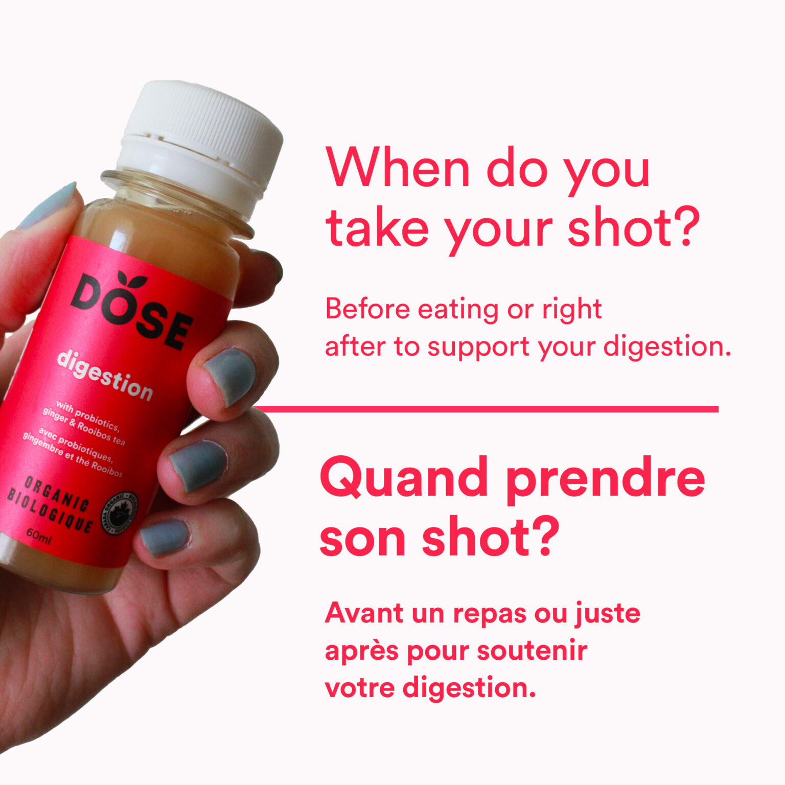 GINGEMBRE & PROBIOTIQUES 60ml Shot pressé à froid biologique 60ml Dose Juice
